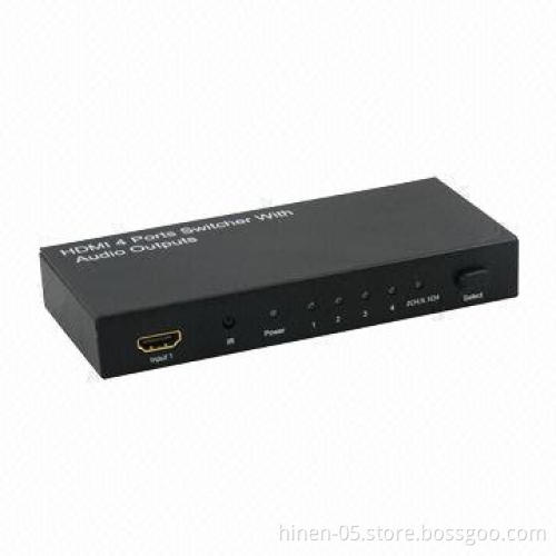 HDMI 4 Port Switcher with Audio Output, Supports Highest Video Resolution 1,080p